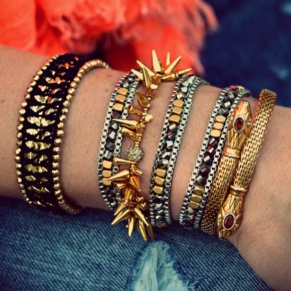 Stella & Dot | *RARE*Dainty Shimmering Gold Bracelet Retired Black/Gold … - Picture 6 of 7